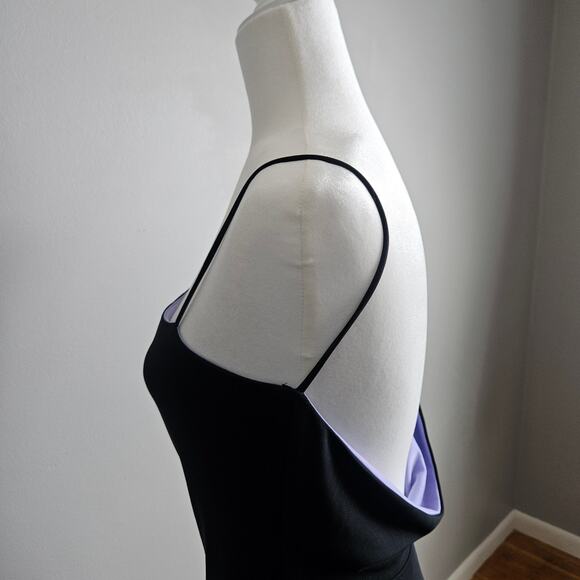 Vintage 90s Black Slip Dress Open Scoop Back Leg Slits Women's XS Formal Prom - Picture 7 of 15